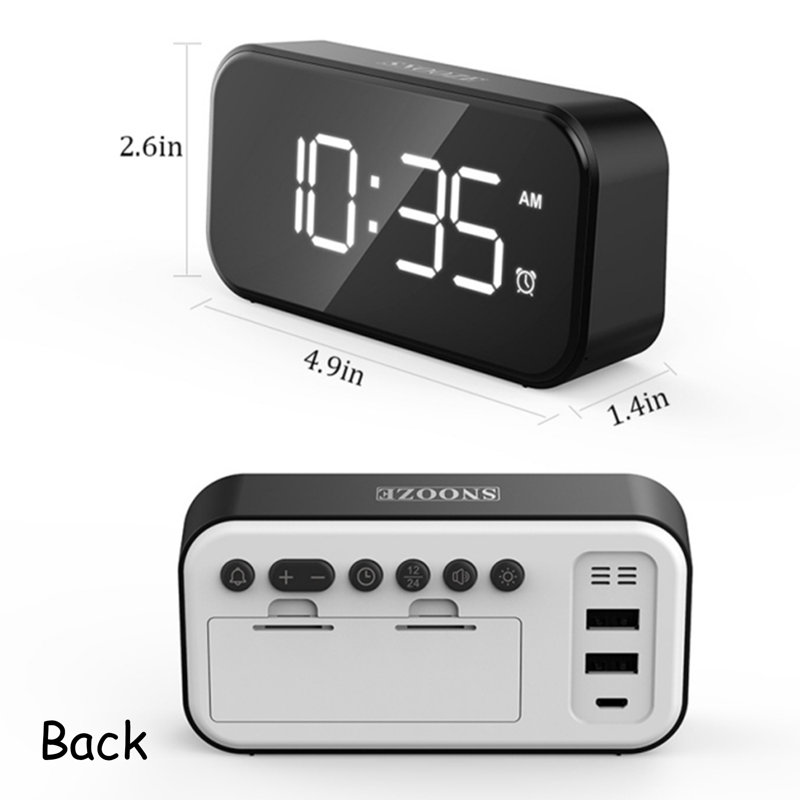 Ebern Designs Digital Electric Tabletop Clock with Alarm in Black Wayfair